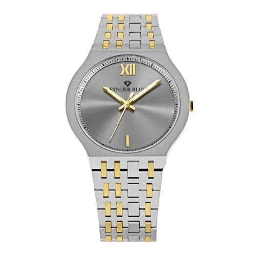 ساعة رجالية بسير ستيل بلون الفضي و الذهبي و المينا...