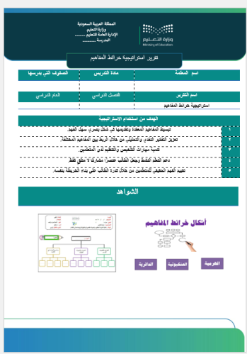 ‏‏‏‏‏‏تقرير استراتيجة خرائط المفاهيم صفحة واحدة