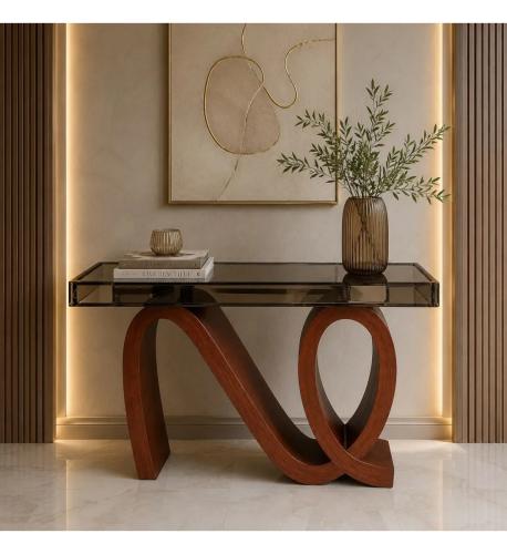 طاولة كونسول أنيقة بتصميم عصري فاخر سطح مرايا زجاج...
