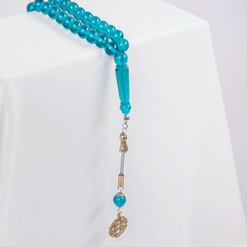 A prayer bead bracelet in blue