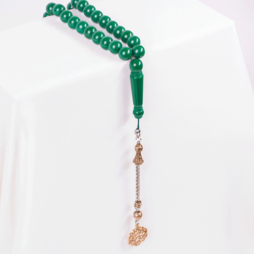 Green-colored prayer beads