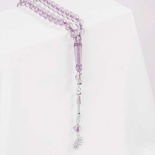 A prayer bead strand in gunmetal color