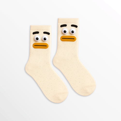 Mid-calf socks with fun and cute expressions