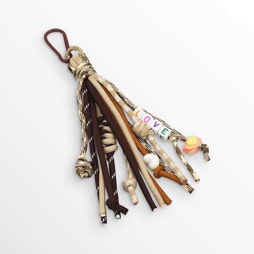 Colored woven bag charm and keychain accessory - b...
