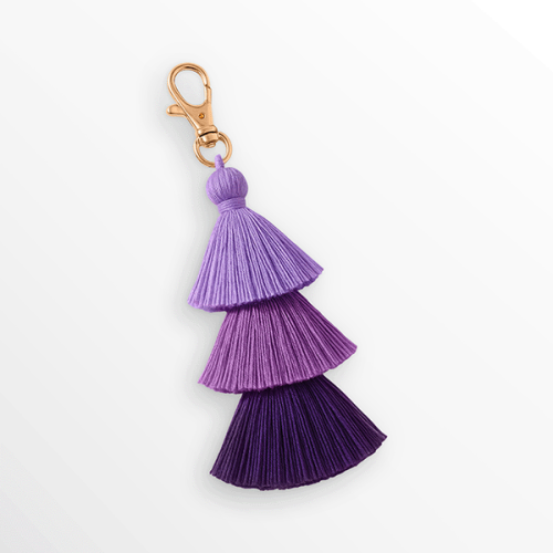 Accessory and bag and keys pendant in the shape of connected cones - purple