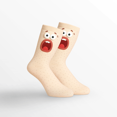 Mid-calf socks with fun and cute expressions