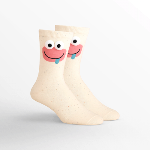 Mid-calf socks with fun and cute expressions