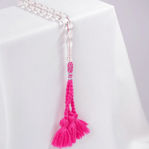Rosy-colored prayer beads