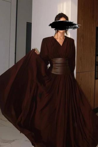 فستان بني انيق