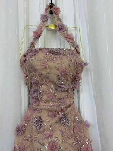 فستان سهره لحمي مورد فخم