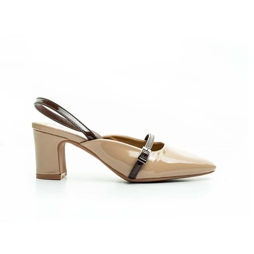 حذاء كعب متوسط أنيق لامع مفتوح من الخلف | PointOne...