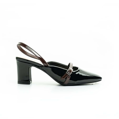 حذاء كعب متوسط أنيق لامع مفتوح من الخلف | PointOne...