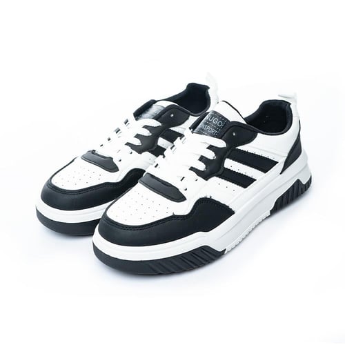 حذاء رياضي رجالي أسود وأبيض كاجوال مريح موديل 575