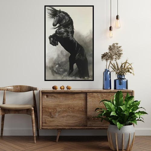 لــــوحات جدارية خيل وكأنها مرسومة يدويًا بدقة مذه...