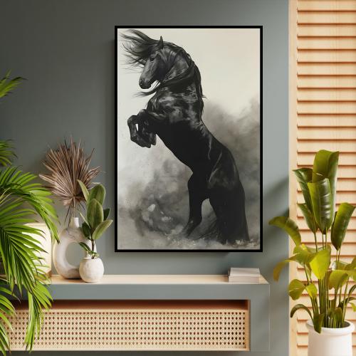 لــــوحات جدارية خيل وكأنها مرسومة يدويًا بدقة مذه...