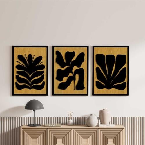 خشبية مع اكريليك ثلاثية