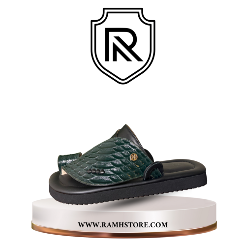 حذاء شرقي - جلد طبيعي ثعبان اخضر