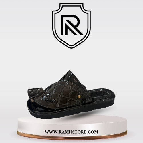 حذاء شرقي -تمساح لامع اسود لؤلؤي