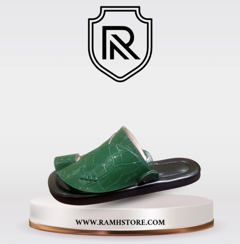 حذاء شرقي -تمساح اخضر لامع