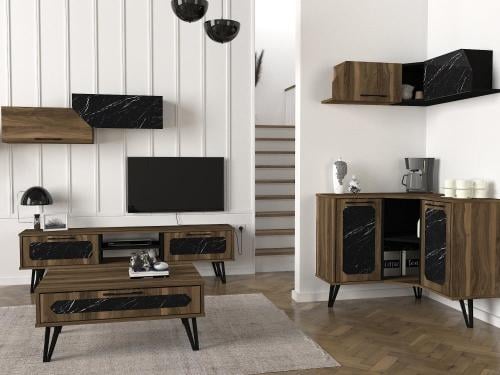 بكج طاولة تلفزيون وطاولة قهوة وركن القهوة Lampert