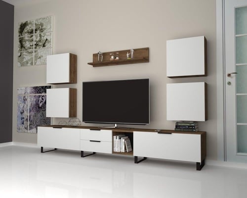 طاولة تلفزيون (صناعة تركية) ابيض وبني موديل Wind