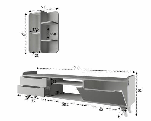 طاولة تلفزيون (صناعة تركية) ابيض موديل Doruk