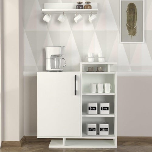 بكج طاولة تلفزيون وطاولة قهوة وركن قهوة لون ابيض M...