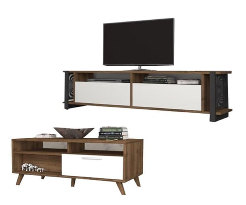 طقم طاولة تلفزيون وطاولة قهوة (صناعة تركية) Milano...