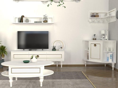 بكج طاولة تلفزيون وطاولة قهوة وركن القهوة Scarlet