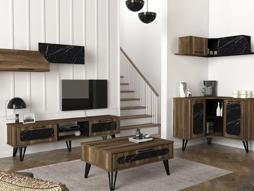 بكج طاولة تلفزيون وطاولة قهوة وركن للقهوة Lampert