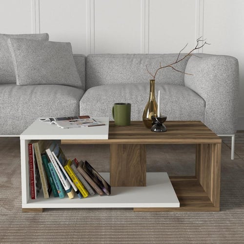 طاولة قهوة Mareta ابيض بني