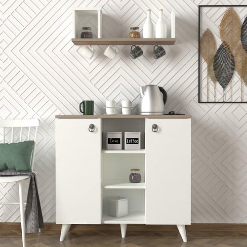 بكج طاولة تلفزيون وطاولة قهوة وركن قهوة ابيض ورماد...