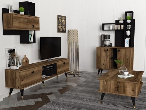 بكج طاولة تلفزيون وطاولة قهوة وركن القهوة Serenze