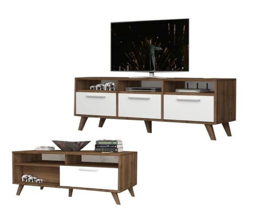 طقم طاولة تلفزيون وطاولة قهوة (صناعة تركية) Linea...