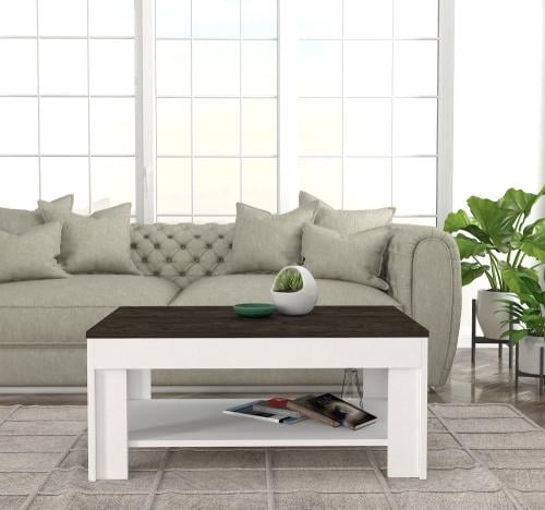 طاولة قهوة مودرن بسطح خشبي