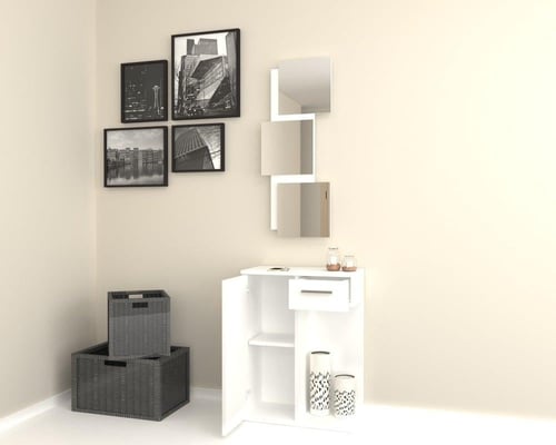 مدخل بمرايه لون ابيض موديل Lion