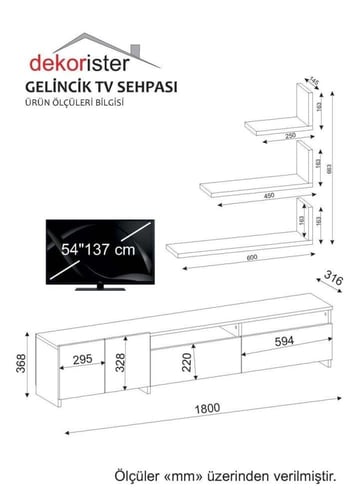 طاولة تلفاز (صناعة تركية) موديل Gelincik Tv