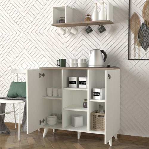 بكج طاولة تلفزيون وطاولة قهوة وركن قهوة ابيض ورماد...