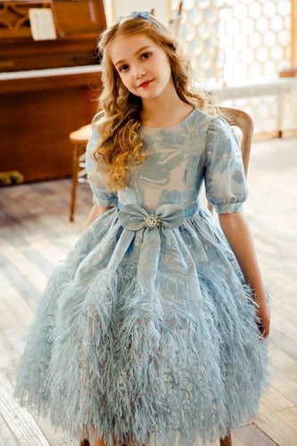 فستان سماوي جاكار رائع