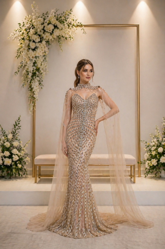 فستان سهرة هاي نك موديل2506