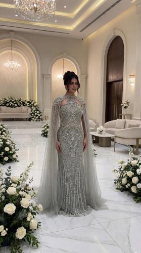 فستان سهرة هاي نك موديل 01287