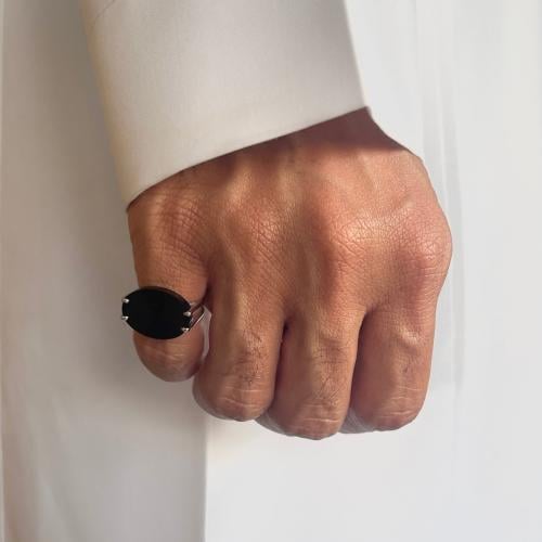 خاتم فضة عيار (925) اسود
