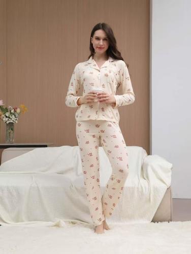 طقم بجامه نسائي كم طويل ماركة LUXORA PARIS التركية