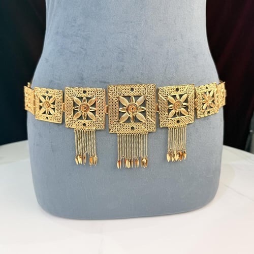 حزام بديل الذهب مربعات مزخرفة