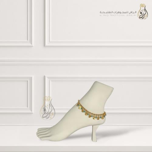 خلخال اللؤلؤ والأحجار الزرقاء التراثي