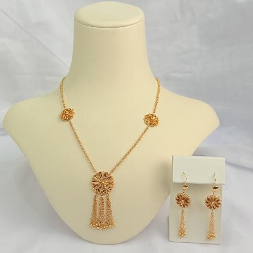 عقد بديل الذهب الوردة مع حلق