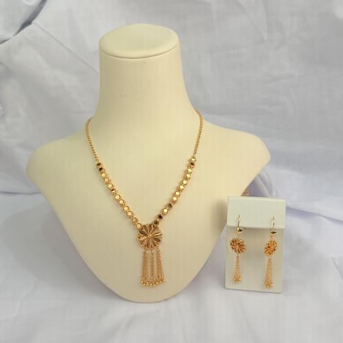 عقد بديل الذهب الوردة بسلاسل مع حلق