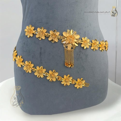 حزام بديل الذهب زهور متدلية
