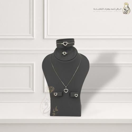 طقم أطفال زركون قلب الفضة