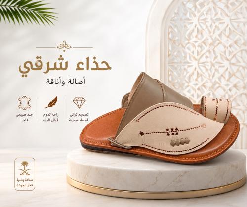 حذاء شرقي وطني جلد طبيعي